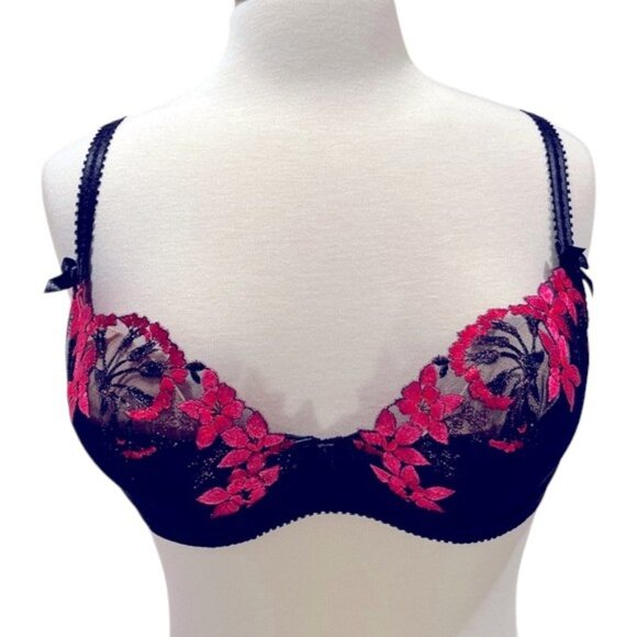 Agent Provocateur SET Pink and Black Brianna Bra 36DD String Brief LARGE NWT - Picture 8 of 17